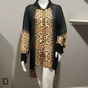 Leopard Print Button-Up Blouse